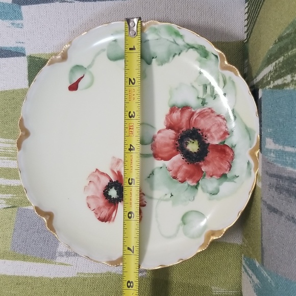 Vtg Haviland France Cottage Core Scallop Edge Red Poppies Decorative Plate - Picture 2 of 15